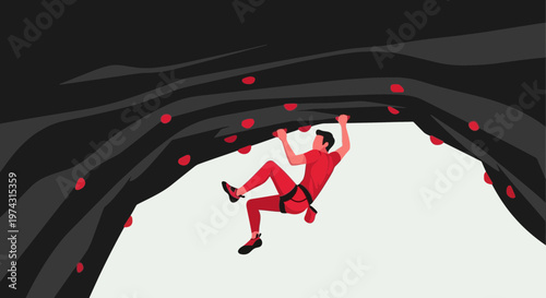 Athlete Ascends Steep Rock Face Seeking Summit