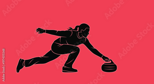 Athlete Sliding A Curling Stone Across The Ice Sport Action