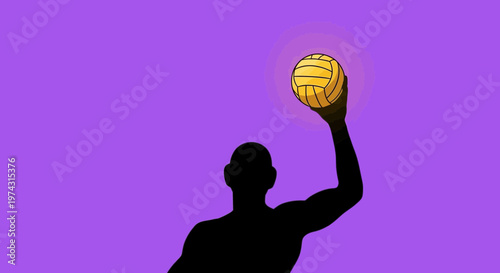 Athlete Silhouette Holding Water Polo Ball