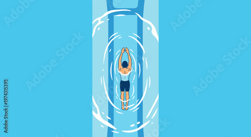 Athlete Swimming Freestyle Stroke In Pool Competition And Training