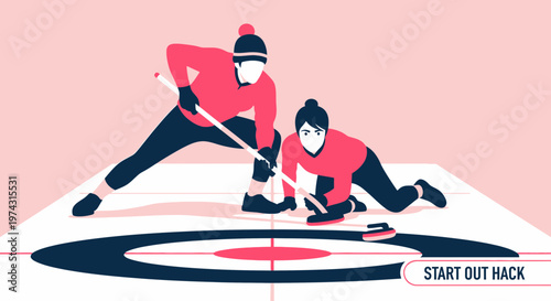 Athletes Compete In Curling Sport With Sweeping And Sliding Action