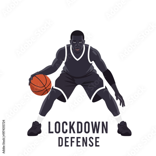 Athletic Basketball Player Demonstrating Intense Defensive Stance Ready For Action