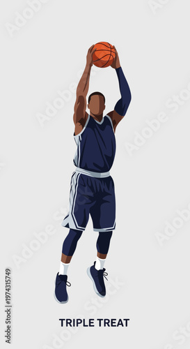 Athletic Basketball Player Executes Jump Shot Mid Air