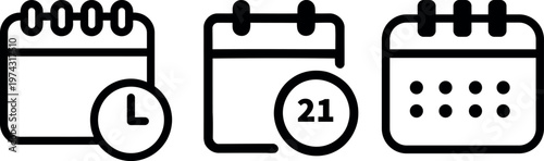 Three calendar icons representing different date notations and braille dots