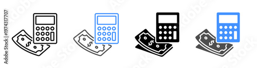 Financial Auditing and Accounting wtih Calculator and Money Icon Vector Illustration Editable