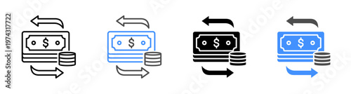 Currency Exchange and Cash Flow Icon Vector Illustration Editable