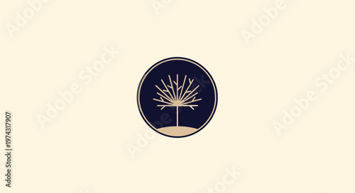 Elegant Palm Tree Logo Design on a Dark Blue Circle.