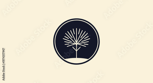Elegant Palm Tree Silhouette Inside a Circular Emblem Design.