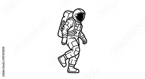 Astronaut walking in space suit.