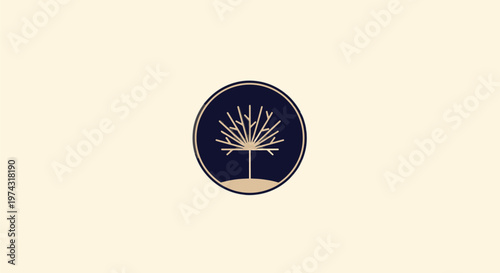 Elegant Palm Tree Logo Design on a Dark Blue Circle.