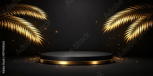 Silhouette of a tropical palm tree on a summer beach at night under a moonlit sky with festive fireworks over the ocean