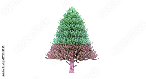 Stylized Tree with Green Canopy and Brown Lower Branches