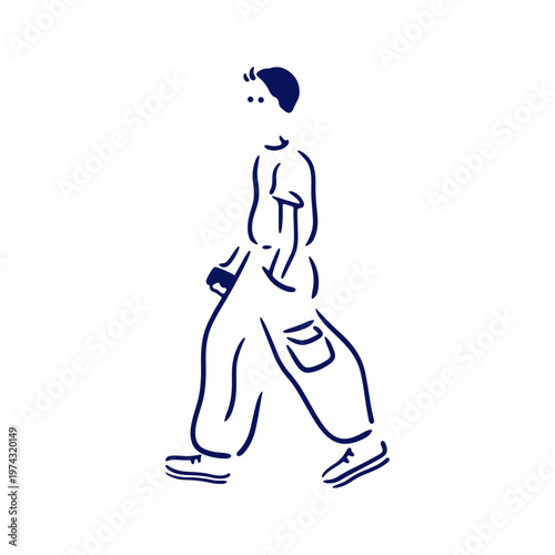 歩く夏服の男性のイラスト素材