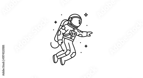 Astronaut floating in space with stars.
