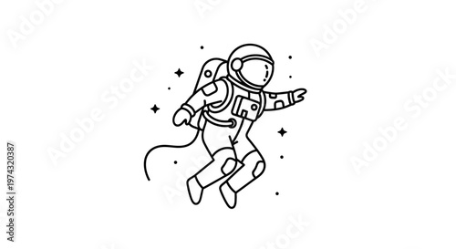 Astronaut floating in space with stars.