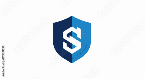 Elegant Blue Shield Logo with the Letter S, Modern Design.