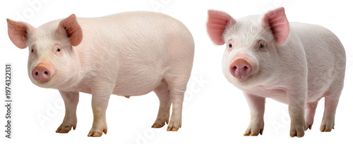 A close-up of a pig body on white background, representing livestock farming and agricultural animals.