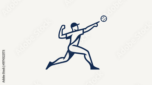 Baseball Player Throwing the Ball Minimalist Logo