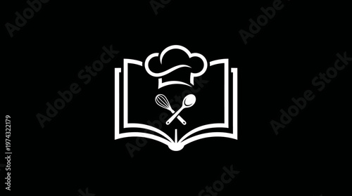 Kitchen Cookbook Logo on Black Background
