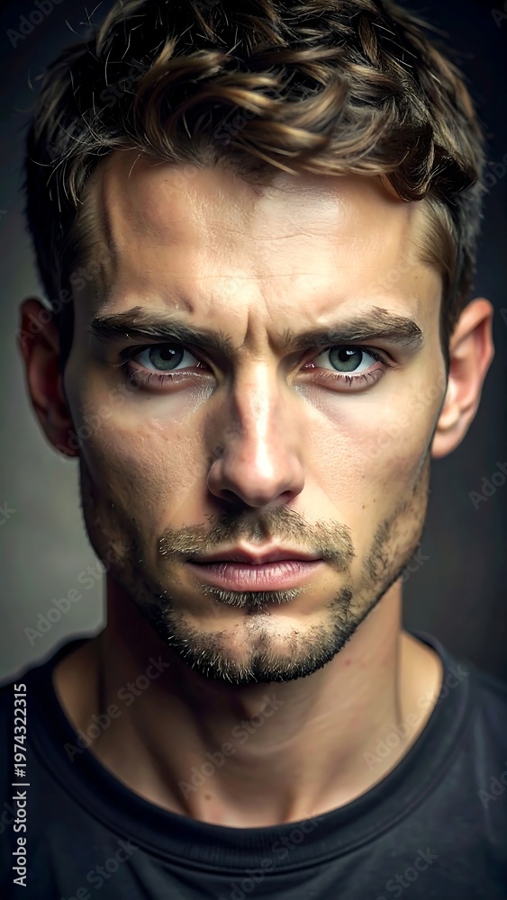 Obraz premium A close-up portrait of a man with short brown hair