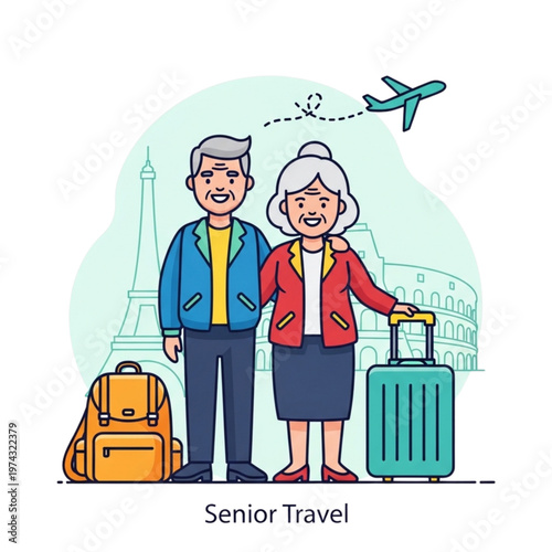 Senior people traveling vector icon