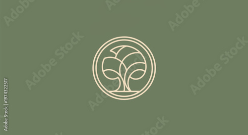 Elegant Tree Logo Design on Green Background for Branding.