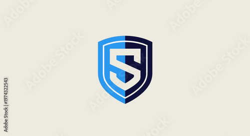 Elegant Blue Shield with Letter S Symbolizing Security and Protection.
