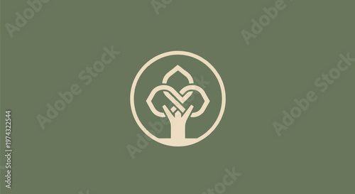 Elegant Tree Logo Design on Green Background for Branding.