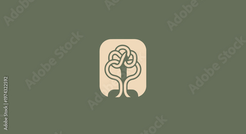 Elegant Tree Logo Design on Green Background for Business.