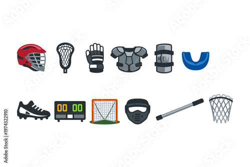 Lacrosse Gear Icons Collection