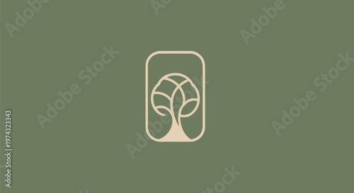 Elegant Tree Logo Design on Green Background for Nature and Environment.