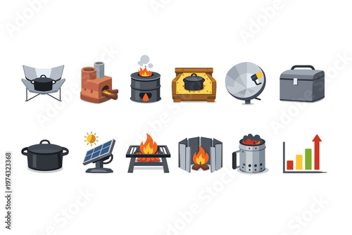 Outdoor Cooking And Heating Icons