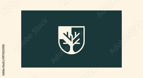Elegant Tree Logo on Dark Green Background for Branding.