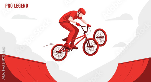 Athletic Cyclist Performing A Spectacular Aerial Bicycle Jump