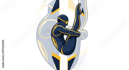 Athletic Diver Performing A Graceful Aquatic Pose For Competitive Sports And Championships