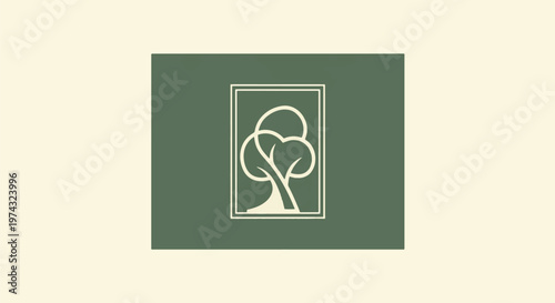 Elegant Tree Logo on Green Background for Branding.