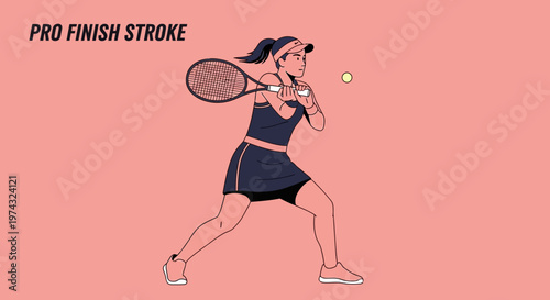 Athletic Female Tennis Player Executing a Powerful Forehand Stroke