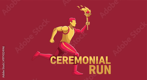 Athletic Figure Carries Flaming Torch In Dynamic Ceremonial Run