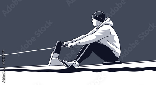 Athletic Figure Engaged In Indoor Rowing Exercise Session