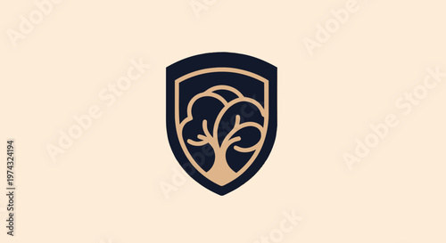 Elegant Tree Shield Logo Design for Brand Identity and Protection.