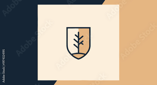 Elegant Tree Shield Logo Design on a Modern Background.
