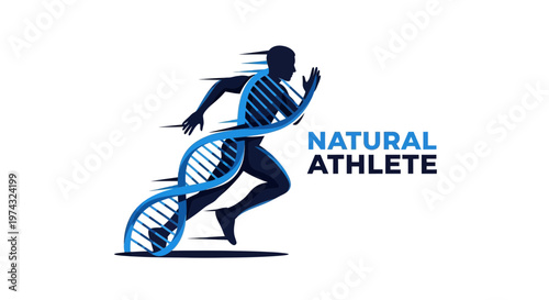 Athletic Figure Integrated With Dna Helix Representing Natural Performance