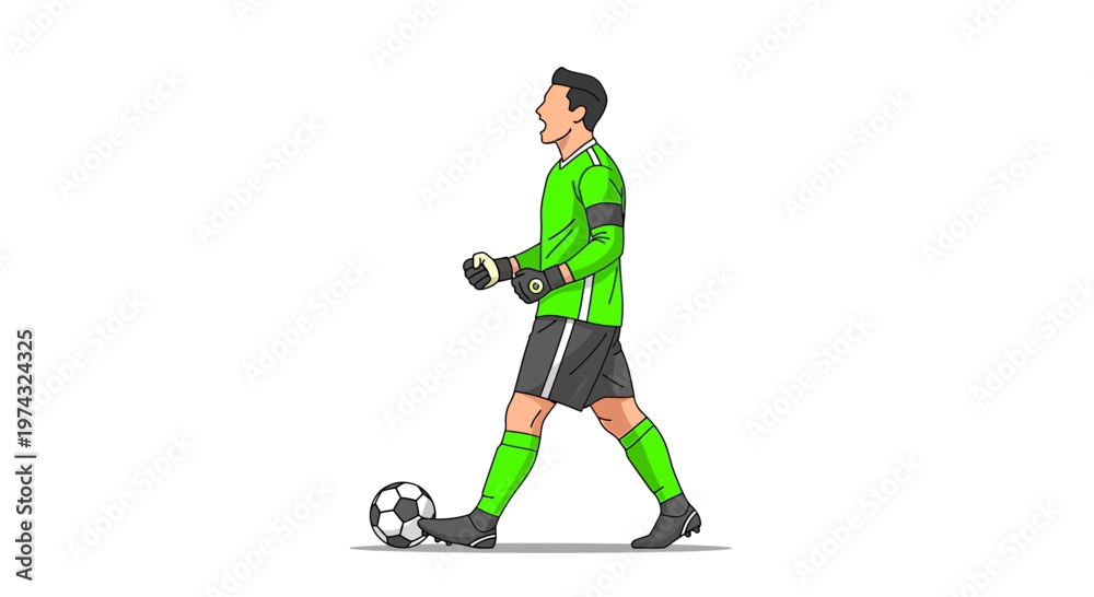 Fototapeta premium Athletic Goalkeeper Preparing For A Crucial Soccer Play