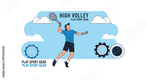 Athletic Player Executing A High Volley Serve In Sports Gear