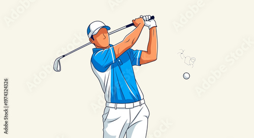 Athletic Golfer Executes a Powerful Swing with Precision and Focus
