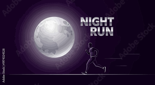 Athletic Runner Cadence Under The Majestic Full Moon