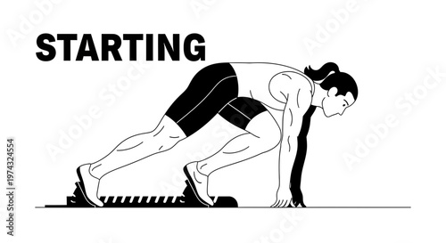 Athletic Runner In Starting Position Ready To Sprint Fast