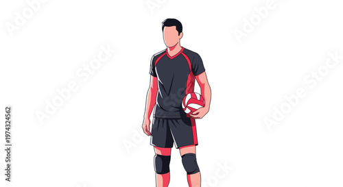 Athletic Man Holds Volleyball Ready For Game Action Poses