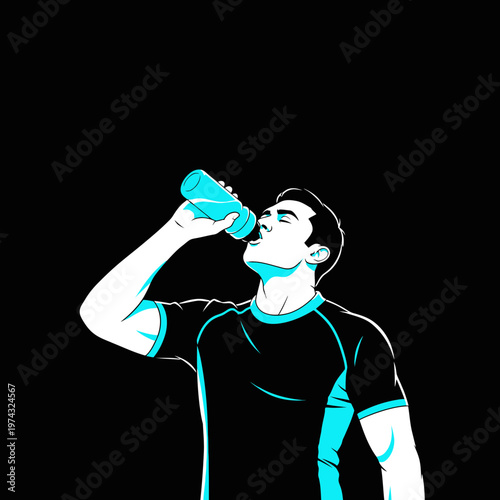 Athletic Man Hydrating With Refreshing Drink After Intense Workout Session