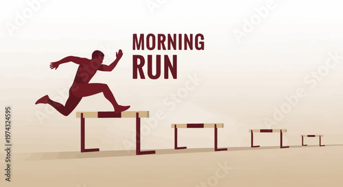 Athletic Runner Overcomes Hurdles In A Motivational Morning Sprint